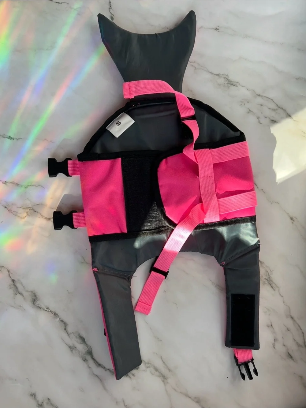 Bright Pink Dog Life Jacket with Mermaid Tail - Pet Safety Vest